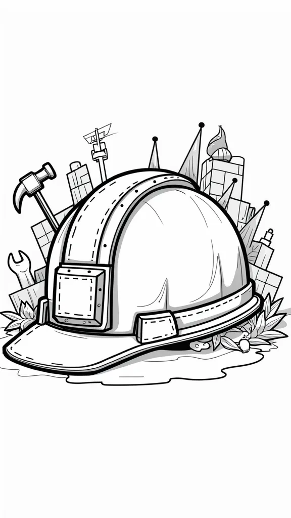 construction hat coloring page